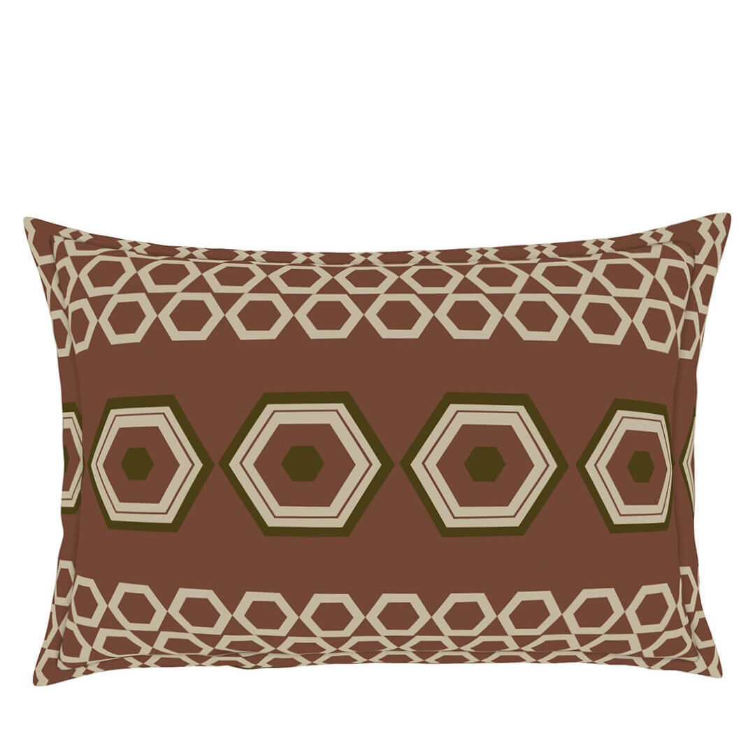 Brown & White Geometric Cotton Bedsheet Set