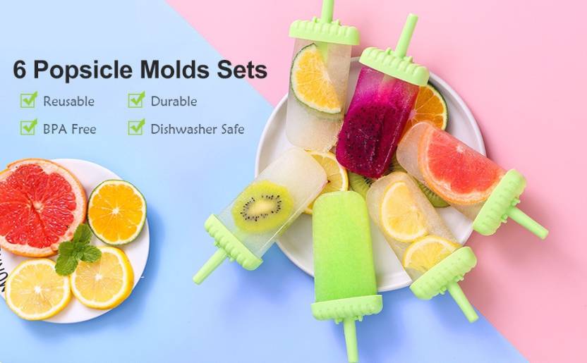 Set of 6 Plastic Reusable Ice Pop Makers