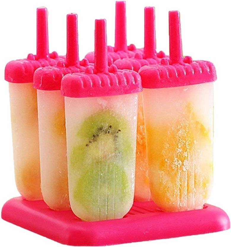 Set of 6 Plastic Reusable Ice Pop Makers