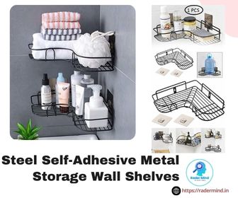 Stainless Steel Self-Adhesive Metal Storage Wall Shelves